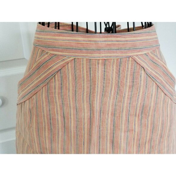 Vivienne Tam Mini Skirt StripedLinen Front Pockets Side Zip Fully Lined Womens4 - Picture 2 of 6